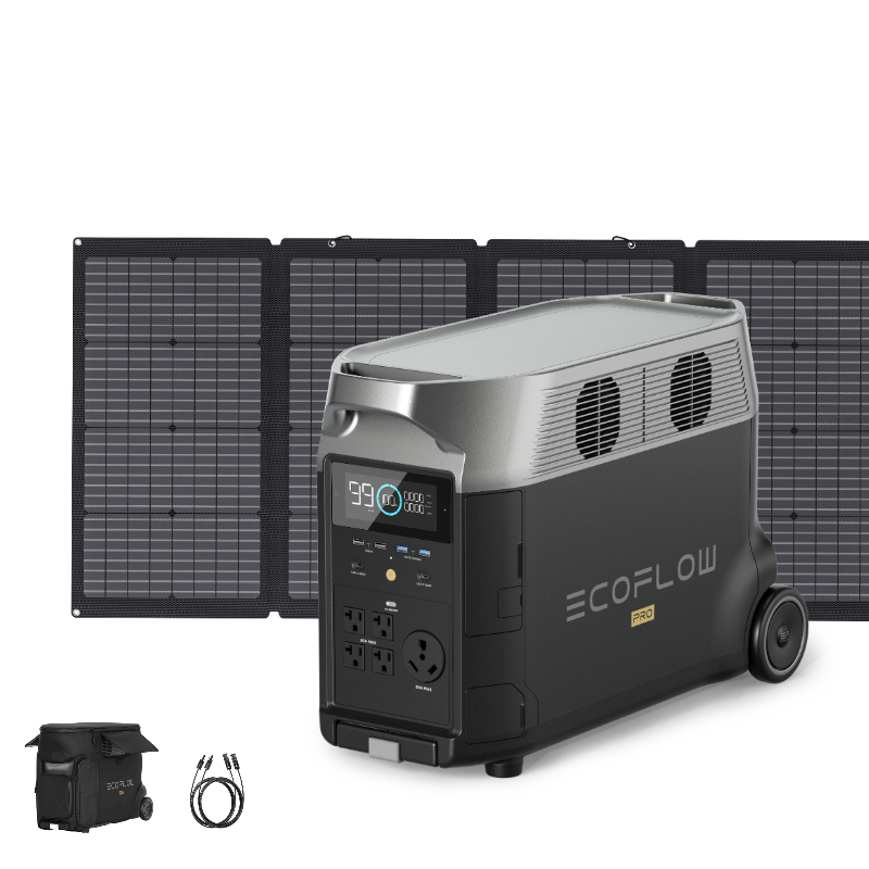 EcoFlow DELTA Pro + 220W Solar Panel + Bag + MC4 Extension Cable